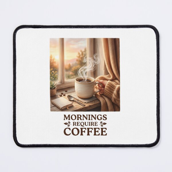 Item preview, Mornings Require Coffee Cozy Cafe Design designed and sold by pradeepvisuals.