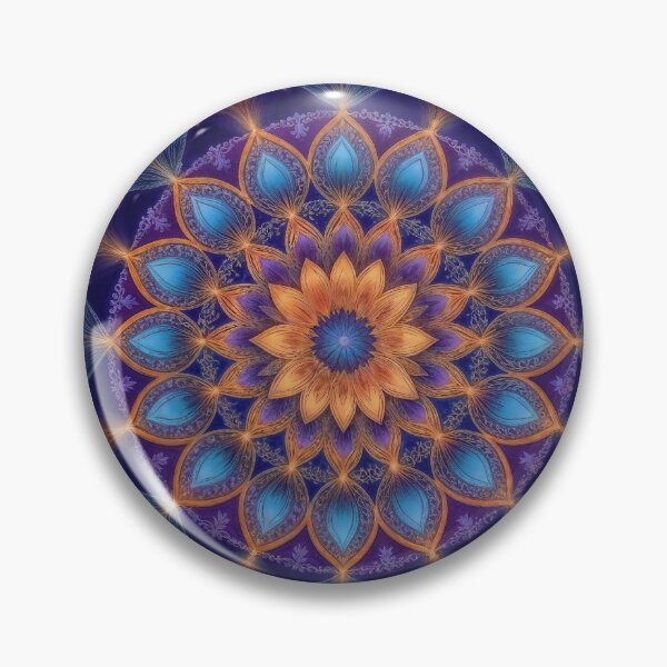 Item preview, Blue and Gold Floral Mandala Art designed and sold by AEVORI.