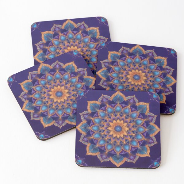 Item preview, Blue and Gold Floral Mandala Art designed and sold by AEVORI.
