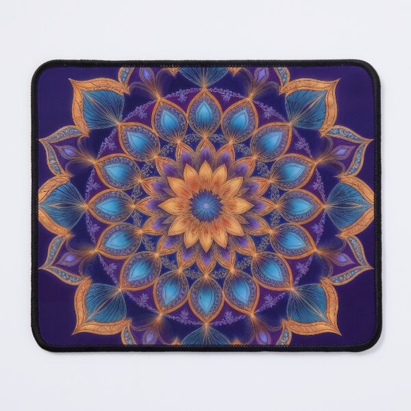 Item preview, Blue and Gold Floral Mandala Art designed and sold by AEVORI.