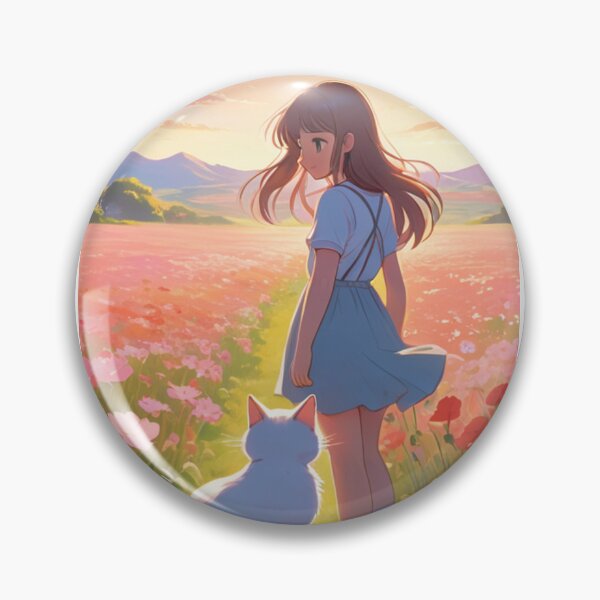 Item preview, Art - Young Woman in a Field of Cosmos, Melancholic Atmosphere designed and sold by DoodyPets.