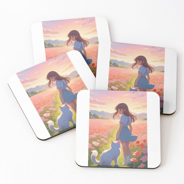 Item preview, Art - Young Woman in a Field of Cosmos, Melancholic Atmosphere designed and sold by DoodyPets.