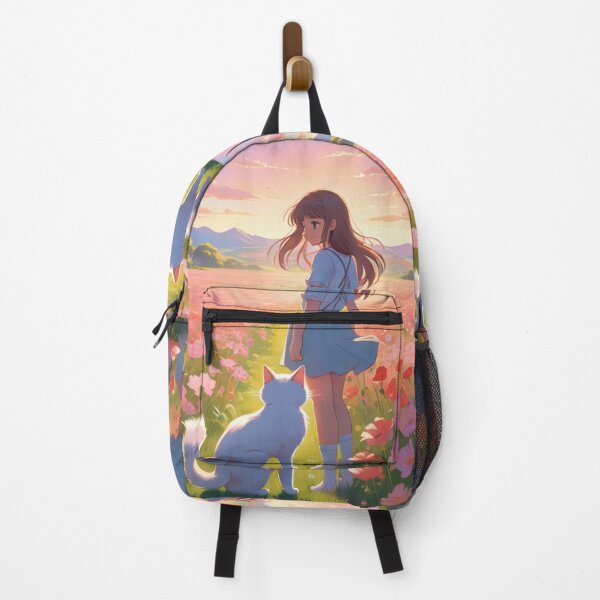 Item preview, Art - Young Woman in a Field of Cosmos, Melancholic Atmosphere designed and sold by DoodyPets.