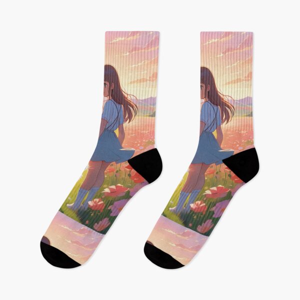 Item preview, Art - Young Woman in a Field of Cosmos, Melancholic Atmosphere designed and sold by DoodyPets.