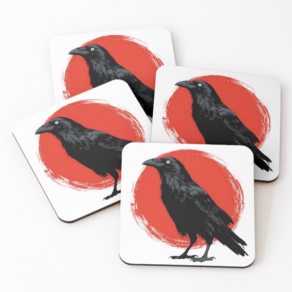Item preview, Black  Raven Emblem Ghibli Inspired Style Japanese Red Sun Art designed and sold by GrinGalore.