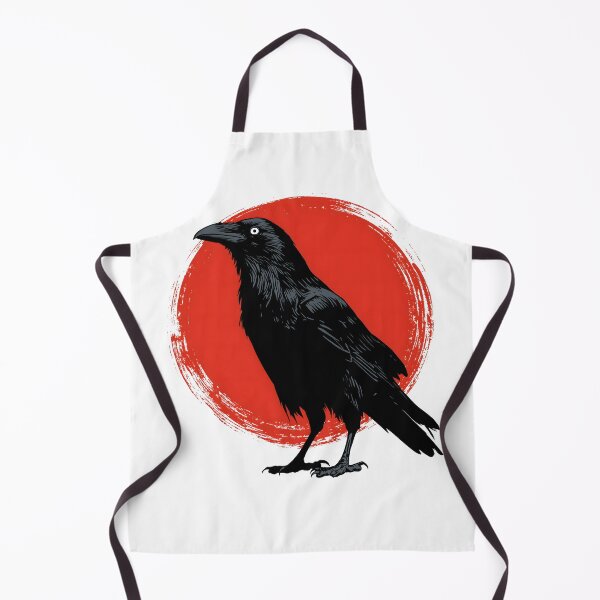 Item preview, Black Raven Emblem Ghibli Inspired Style Japanese Red Sun Art designed and sold by GrinGalore.