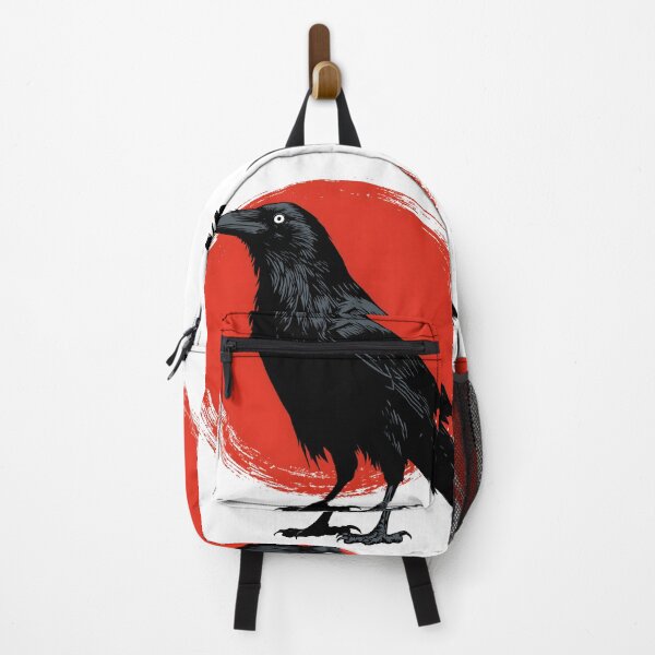 Item preview, Black  Raven Emblem Ghibli Inspired Style Japanese Red Sun Art designed and sold by GrinGalore.
