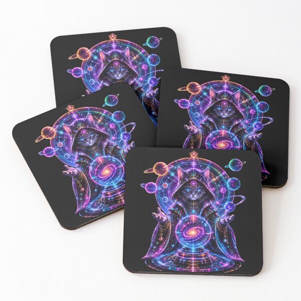 Item preview, Cosmic Oracle Cat – Neon Galaxy Fortune Teller designed and sold by Neon Riot Studio.