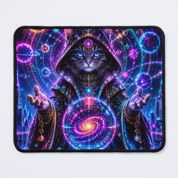 Item preview, Cosmic Oracle Cat – Neon Galaxy Fortune Teller designed and sold by Neon Riot Studio.