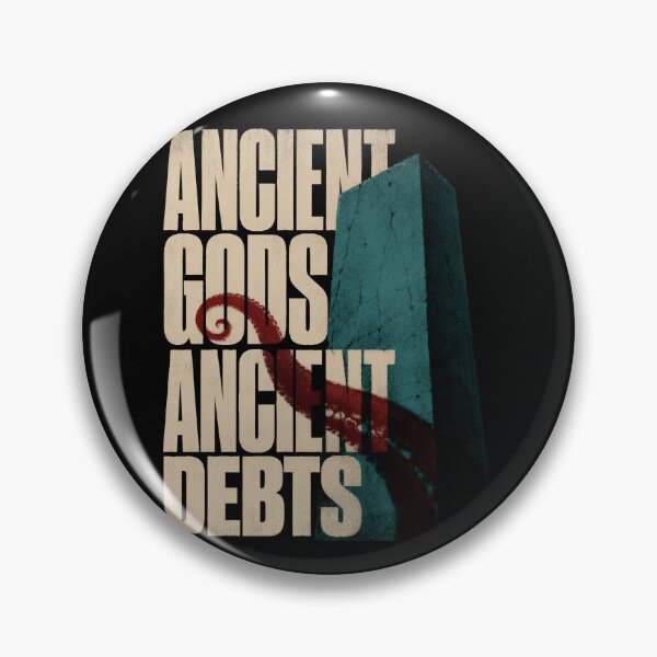 Item preview, Ancient Gods Ancient Debts Monolith Cthulhu Typographic Art designed and sold by Fenay Designs.