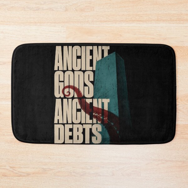 Item preview, Ancient Gods Ancient Debts Monolith Cthulhu Typographic Art designed and sold by Fenay Designs.