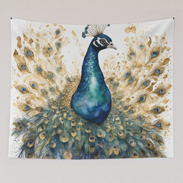 Item preview, Vibrant Peacock Watercolor Painting designed and sold by RawNaturePrints.