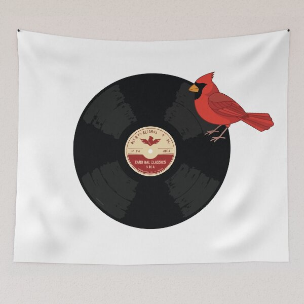 Item preview, Northern Cardinal Retro Vinyl Record Nostalgic Art designed and sold by ArcApparel2020.