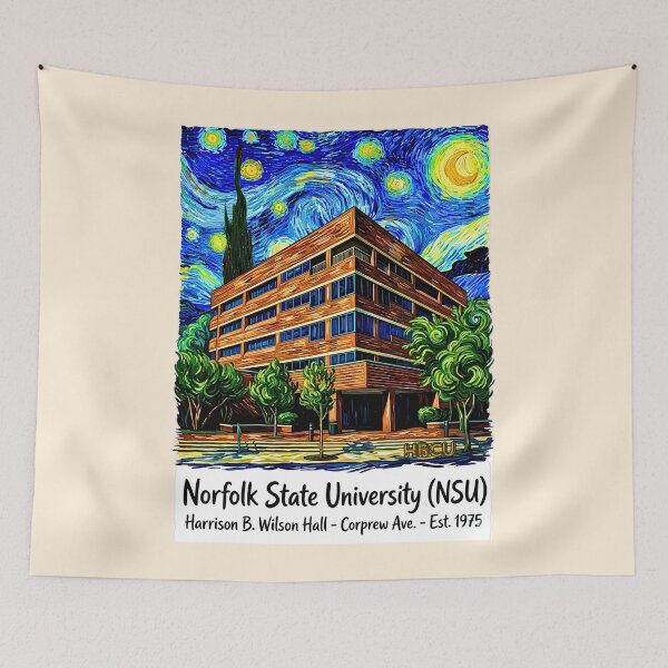 Item preview, Norfolk State University Harrison B Wilson Hall Post Impressionist Art designed and sold by EvergreenPark - Tee Studio.