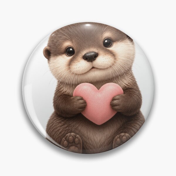 Item preview, Cute Baby Otter Holding Pink Heart Sticker designed and sold by AanviPatel.