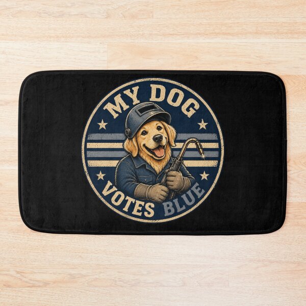 Item preview, My Dog Votes Blue Golden Retriever Funny Political Welder Dog Gift designed and sold by RusticMeadow.