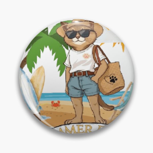 Item preview, Summer Day Cute Cat Beach Holiday Tropical Surfboard Vacation designed and sold by hoodiehood.
