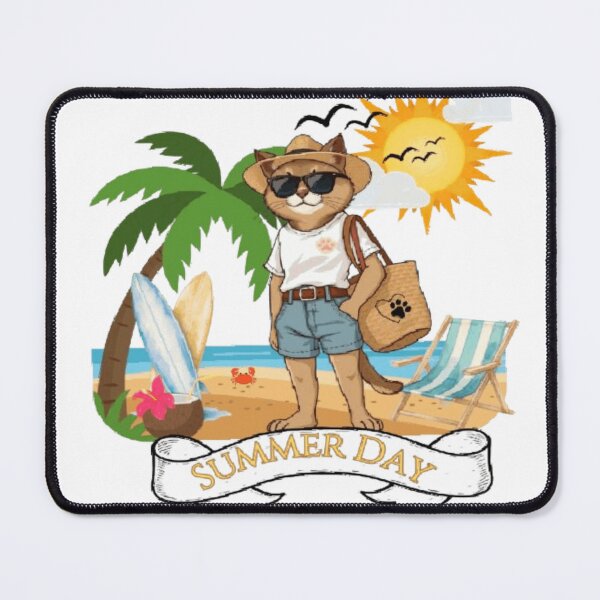 Item preview, Summer Day Cute Cat Beach Holiday Tropical Surfboard Vacation designed and sold by hoodiehood.