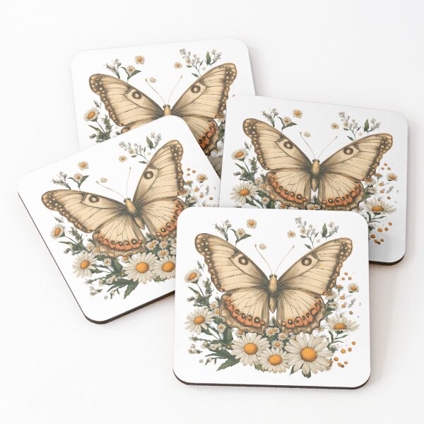 Item preview, Vintage Butterfly & Wildflowers | Botanical Cottagecore Floral Design designed and sold by innerfaith.