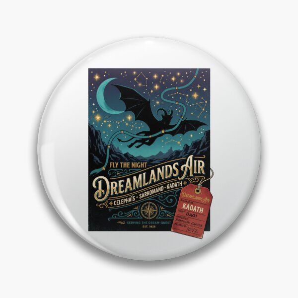 Item preview, Dreamlands Air Fly The Night Kadath Vintage Travel Poster designed and sold by Fenay Designs.