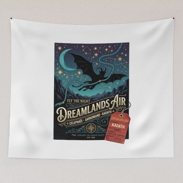 Item preview, Dreamlands Air Fly The Night Kadath Vintage Travel Poster designed and sold by Fenay Designs.