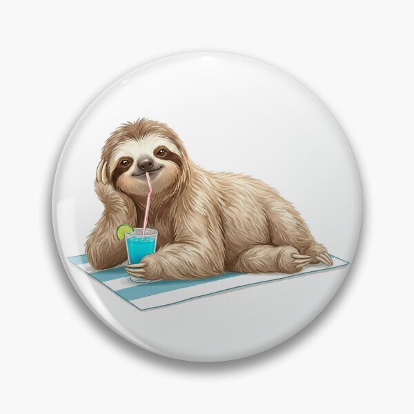Item preview, Beach Sloth Relaxing With Summer Drink – Lazy Vacation Vibes Illustration designed and sold by Quiet Joy Studio.