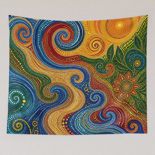 Item preview, Aboriginal Inspired Dot Art - Summer Sunny Floral River Pattern designed and sold by GrinGalore.