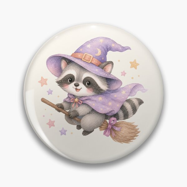 Item preview, Cute Witch Raccoon on Broomstick | Kawaii Pastel Halloween Magic designed and sold by looplandger.