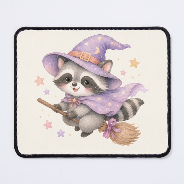 Item preview, Cute Witch Raccoon on Broomstick | Kawaii Pastel Halloween Magic designed and sold by looplandger.