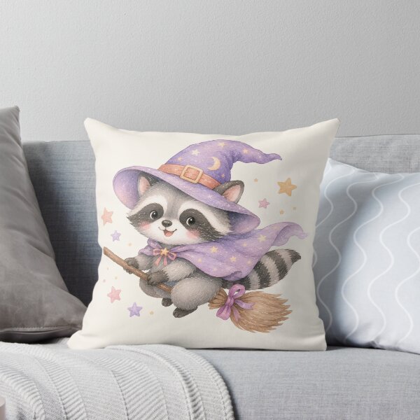 Item preview, Cute Witch Raccoon on Broomstick | Kawaii Pastel Halloween Magic designed and sold by looplandger.