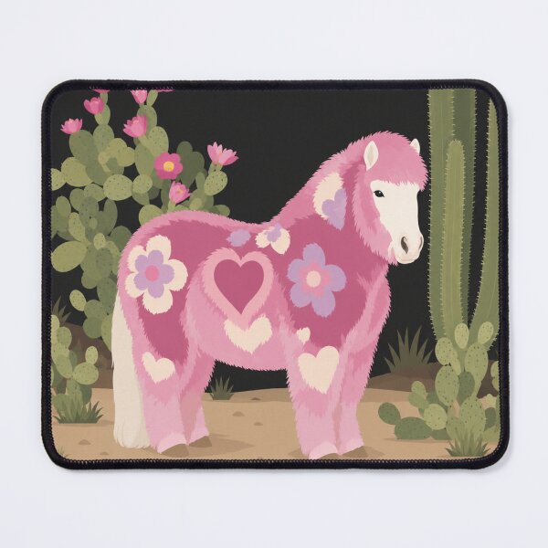 Item preview, Pink Floral Pony Desert Illustration designed and sold by minbadesign.