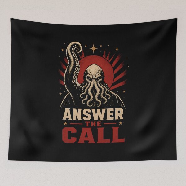 Item preview, Answer The Call Cthulhu Propaganda Red Sunburst Star designed and sold by Fenay Designs.