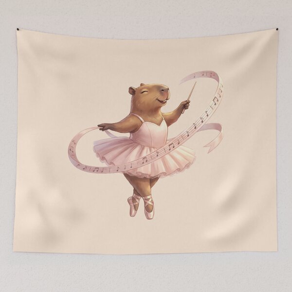 Item preview, Musical Capybara Ballerina in Pink Tutu designed and sold by MythicCotton.