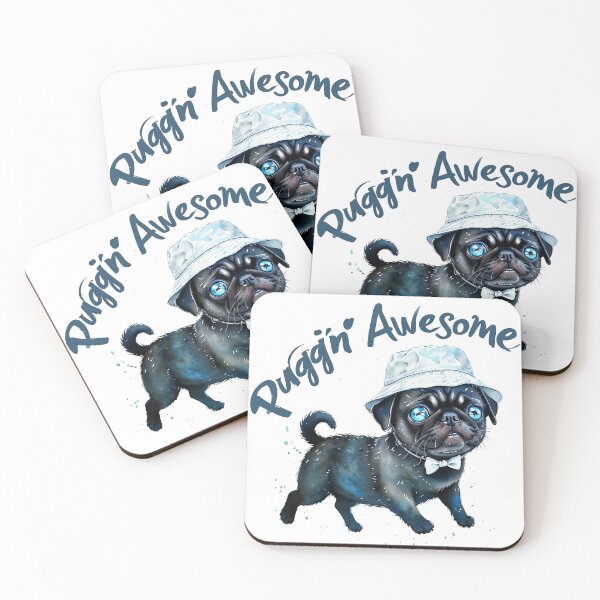 Item preview, Puggin' Awesome Black Pug Puppy Illustration designed and sold by ArtisticDesignsbyLinda.