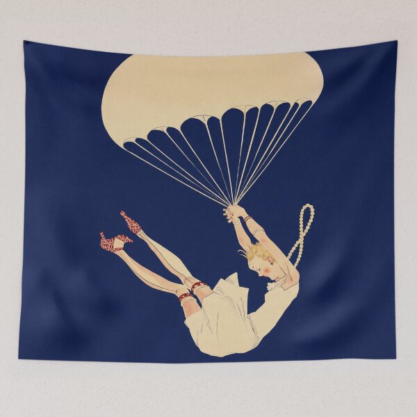 Item preview,  John Held Jr - Falling Flapper - Parachute Art Deco Skydiver Wall Art for Vintage Decor Lovers designed and sold by RickE.