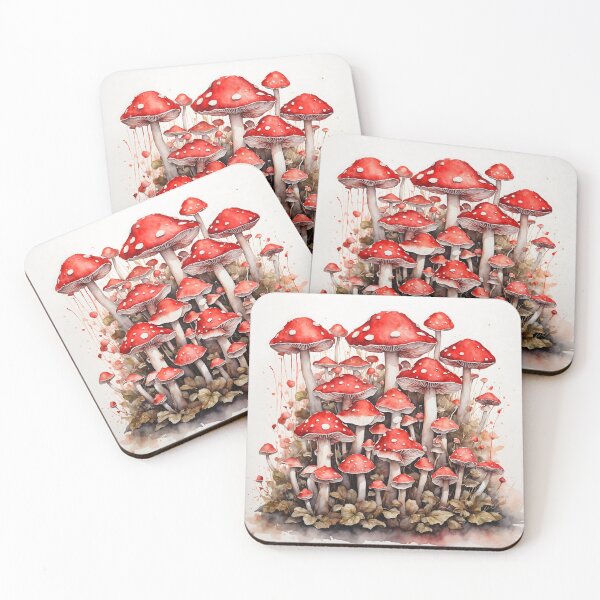 Item preview, Red Toadstool Mushrooms Watercolor Art designed and sold by RawNaturePrints.