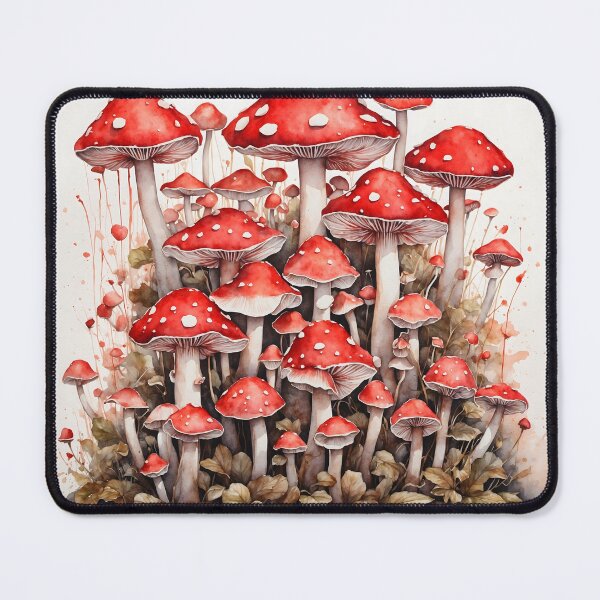 Item preview, Red Toadstool Mushrooms Watercolor Art designed and sold by RawNaturePrints.