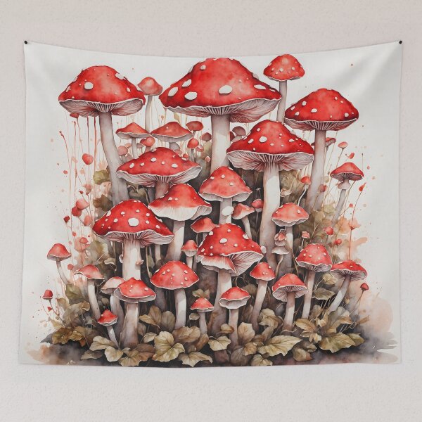 Item preview, Red Toadstool Mushrooms Watercolor Art designed and sold by RawNaturePrints.