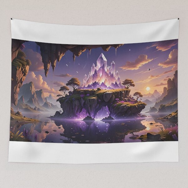 Item preview, Crystal Cave – Ethereal Floating Island Fantasy Art designed and sold by LittleBigGifts.