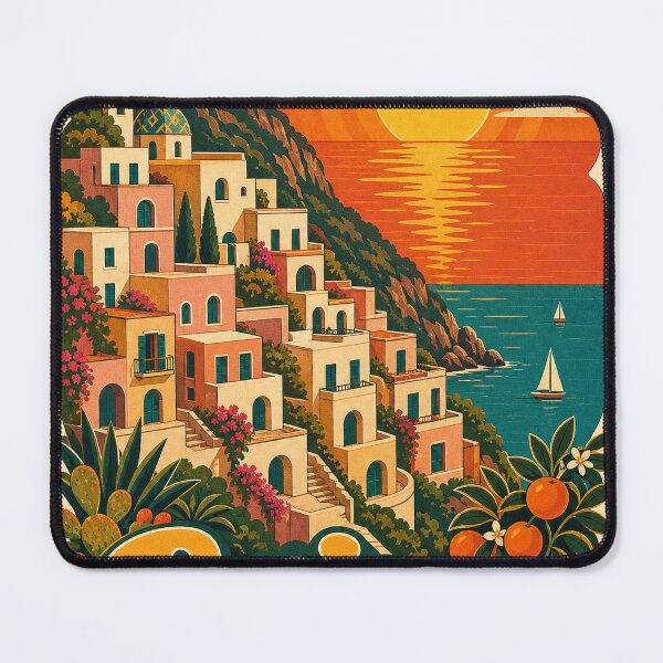 Item preview, Praiano Italy Travel Souvenir - Retro Illustration designed and sold by VisualArtsOasis.
