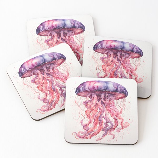 Item preview, Glowing Jellyfish Watercolor Painting designed and sold by RawNaturePrints.