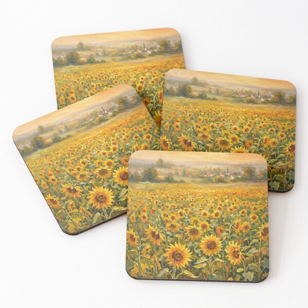 Item preview, field of sunflowers under golden light designed and sold by randyknudsen.