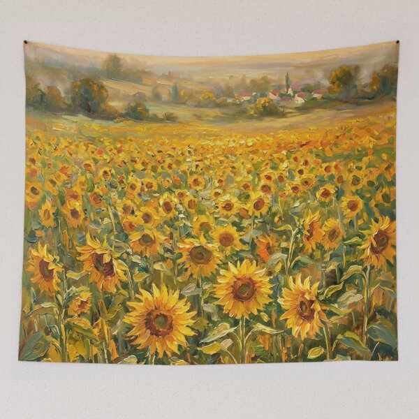 Item preview, field of sunflowers under golden light designed and sold by randyknudsen.