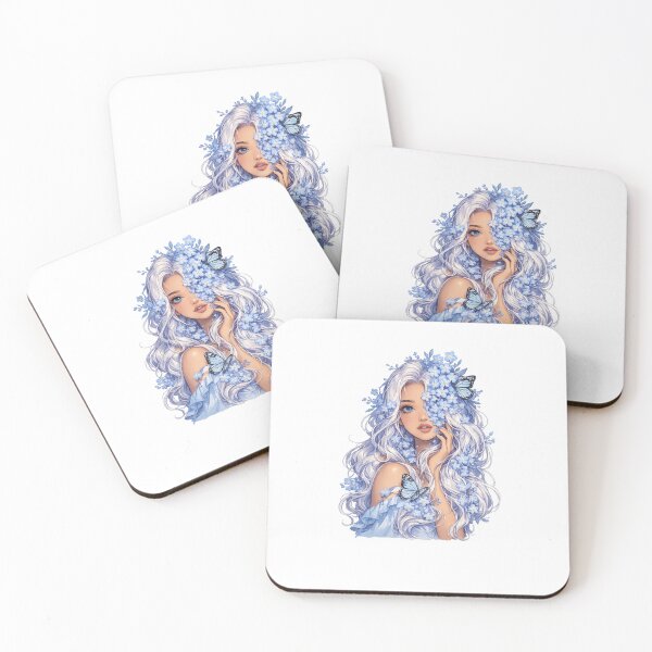 Item preview, Forget Me Not Blue Floral Girl Illustration designed and sold by Mounirmsaadi.