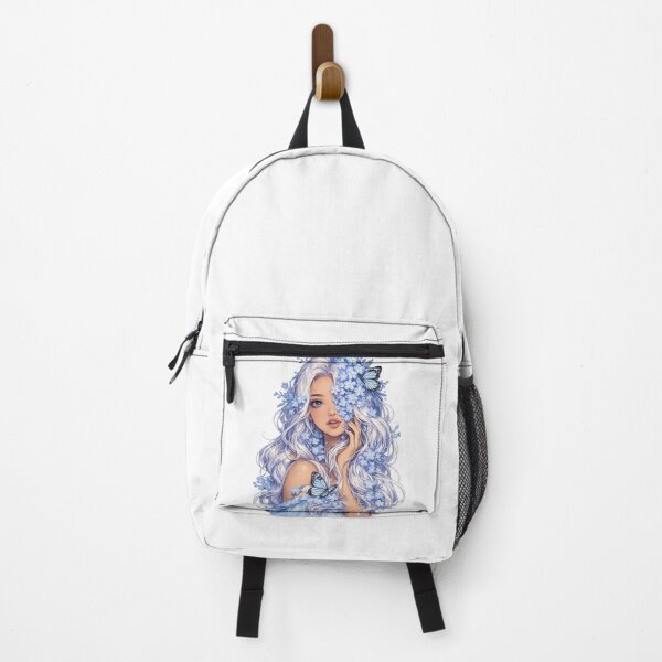 Item preview, Forget Me Not Blue Floral Girl Illustration designed and sold by Mounirmsaadi.