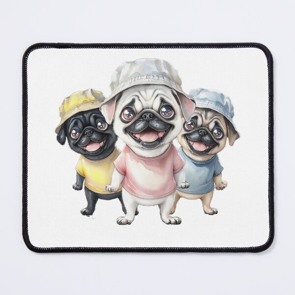 Item preview, Three Adorable Pug Puppies Watercolor Print designed and sold by ArtisticDesignsbyLinda.