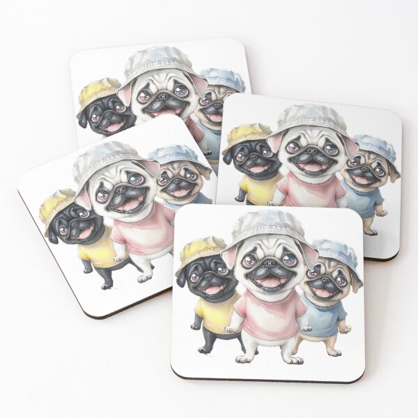 Item preview, Three Adorable Pug Puppies Watercolor Print designed and sold by ArtisticDesignsbyLinda.