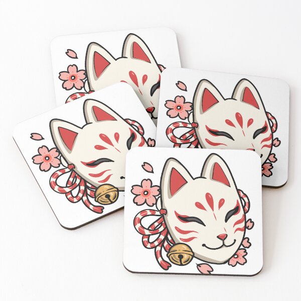 Item preview, Cute Kitsune Fox Mask Japanese Kawaii Sakura Design designed and sold by Dospart.