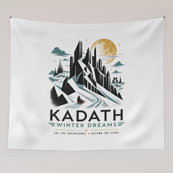 Item preview, Kadath Winter Dreams Ski The Dreamlands Cthulhu Lovecraft Retro Poster designed and sold by Fenay Designs.