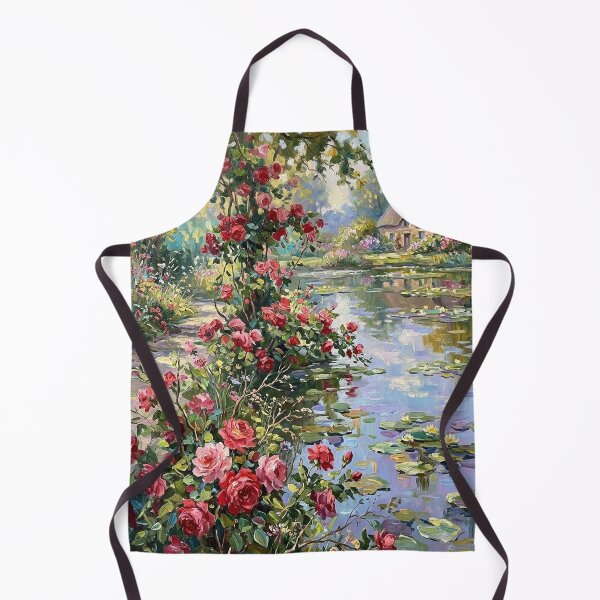 Item preview, Rose Garden Pond Cottage Impressionist Painting designed and sold by randyknudsen.